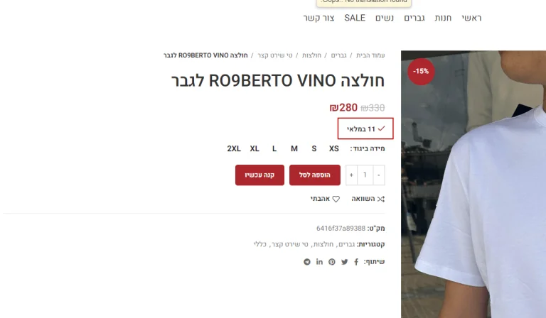 דוגמה הצגת סטוק כללי של כל הווריאציות בווקומרס.
